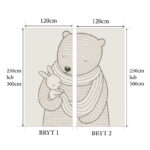 Tapeta Cozy – tapeta winylowa na fizelinie dla dzieci w dwóch brytach 120 cm. Przedstawienie formatu i podziału tapety Cozy na bryty.