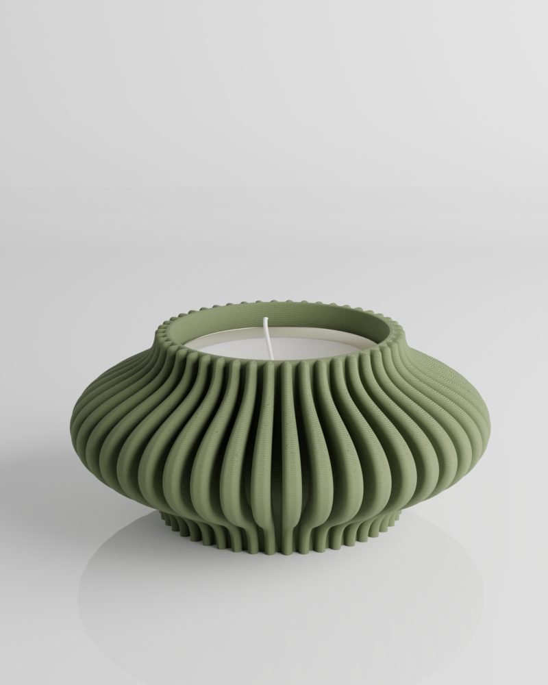 Zielony świecznik muszlowy na wosk lub tealight – naturalna forma dekoracyjna
