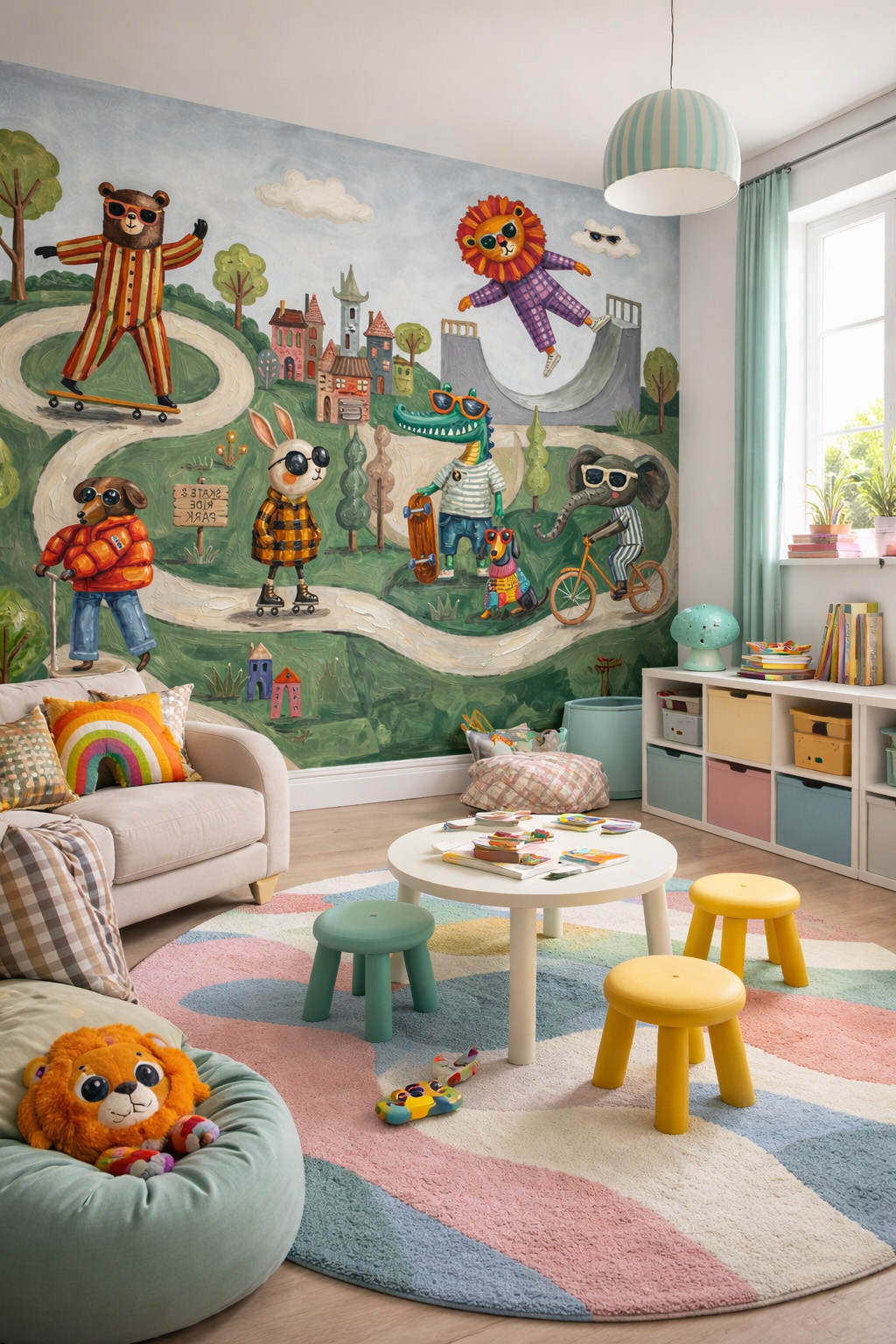 Tapeta dla dziecka w zwierzątka we wnętrzu