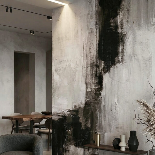 tapeta czarno biała na wymiar malowana jak obraz do przedpokoju salonu sypialni