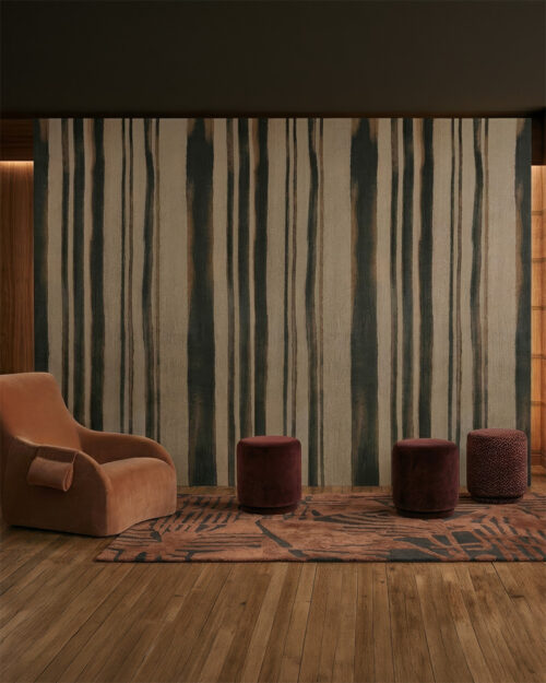 Wizualizacja wnętrza z tapetą w paski